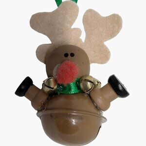 Reindeer Jingle Bell Christmas Ornament handmade Heart